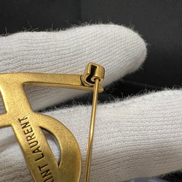Yves Saint Laurent YSL Brooch Brass Gold tone h9600.BH40144
