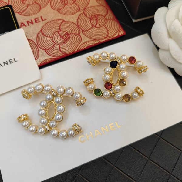 CHANEL BROOCH colored gold tone BH.40018