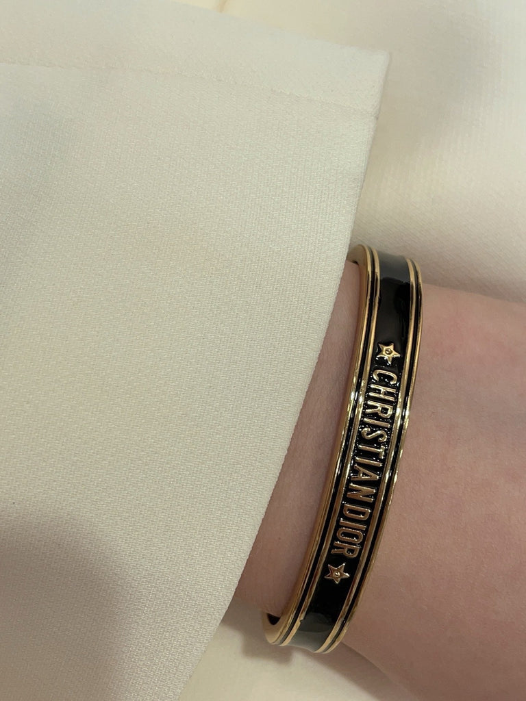 Christian Dior Bracelet open-end gold black bangle – CWG Christian Dior Bracelet open-end gold black bangle – CWG
