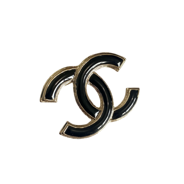 CHANEL 18k light gold acrylic BROOCH white tone BH.40055