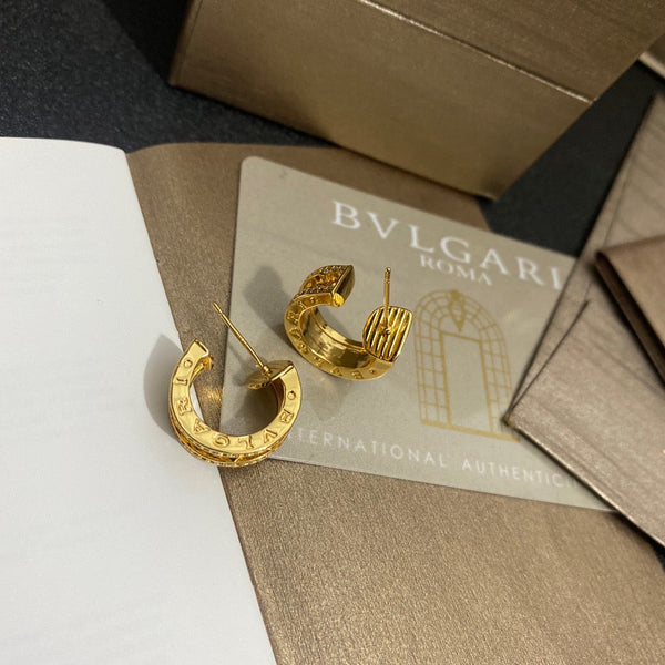 cno.  BVLGARI HALF HOOP EARRINGS GOLD TONE ED20248