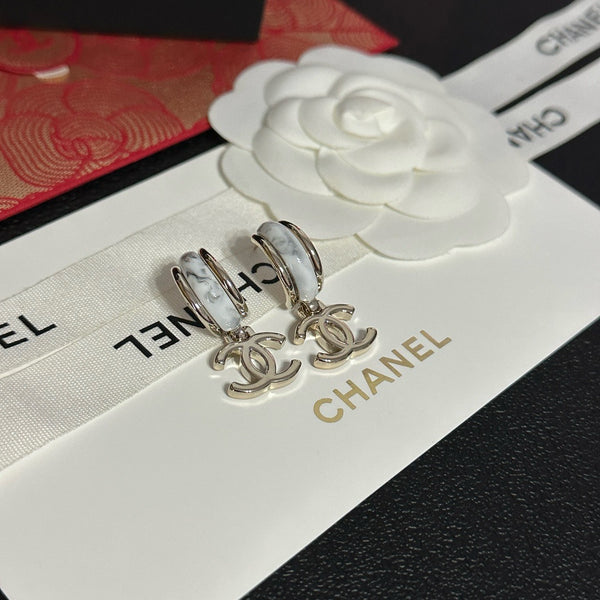 CHANEL Earrings black silver tone ES10024.1