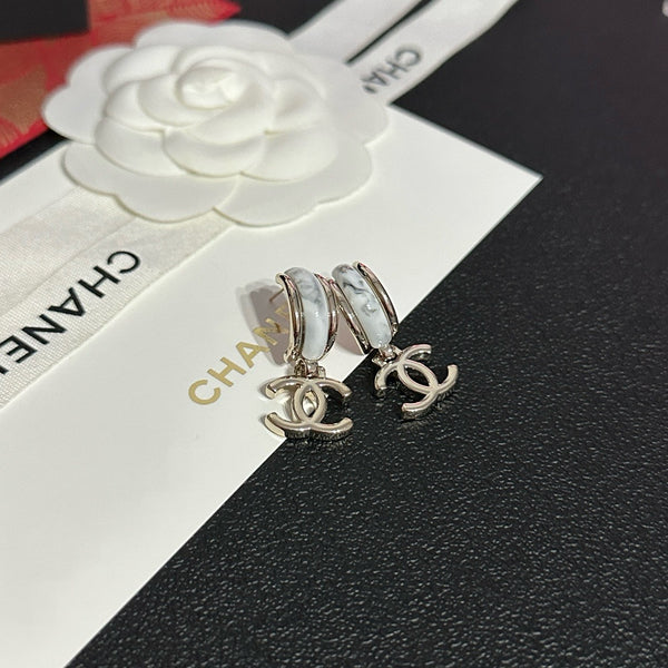 CHANEL Earrings black silver tone ES10024.1