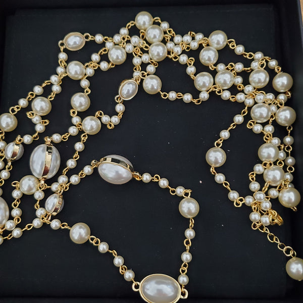 INSP Gold Pearl Long Necklace NL10116
