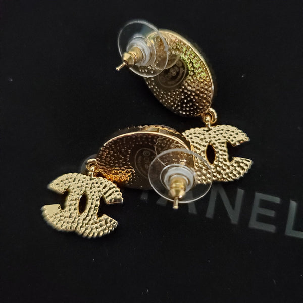 CHANEL Black Gold tone Earrings ED20165