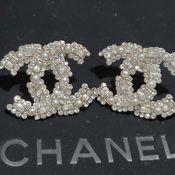 Chanel Pearl Strass Large Earring Studs WTHC ES10095