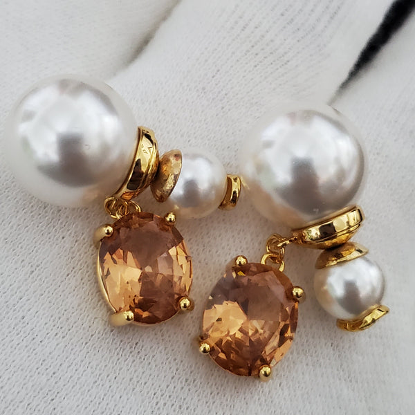 Christian Dior earrings 3219 light peach pink rock ED20246
