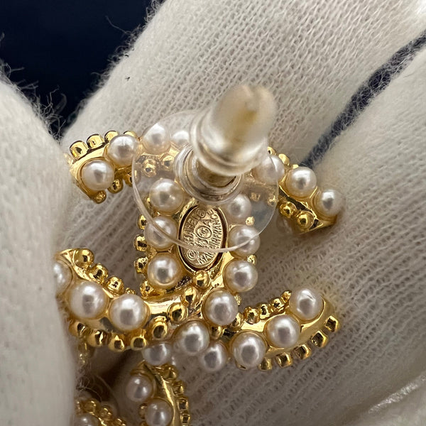 Chanel cc logo pearl Twisted earrings studs No.mkl2533-0528- es10106