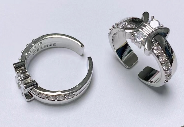 cno. CELINE 18k Gold Ring Size 8 open ends adjustable size gold tone ED20114