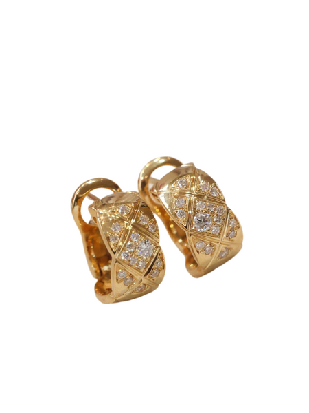 Chanel CoCo Crush half Circle Hoop Earrings gold tone ec30006