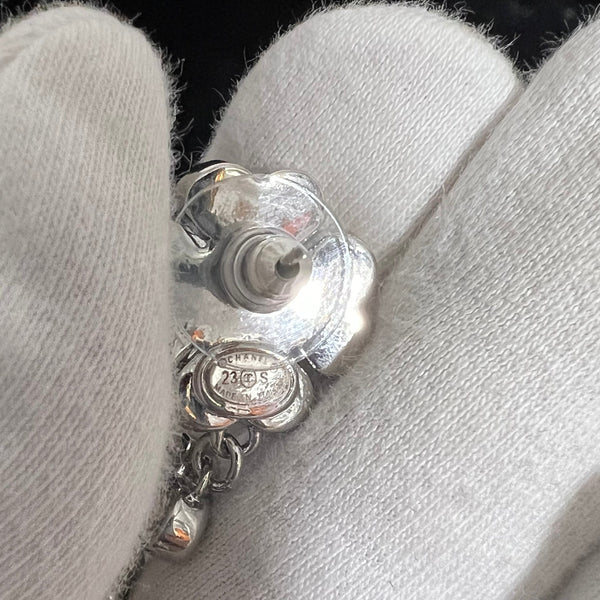 CHANEL Camellia Earrings Silver tone EC30020
