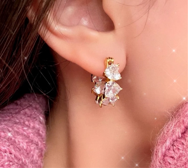 cno. CELINE 18K gold diamonds Hearts Earring hoops ED20169