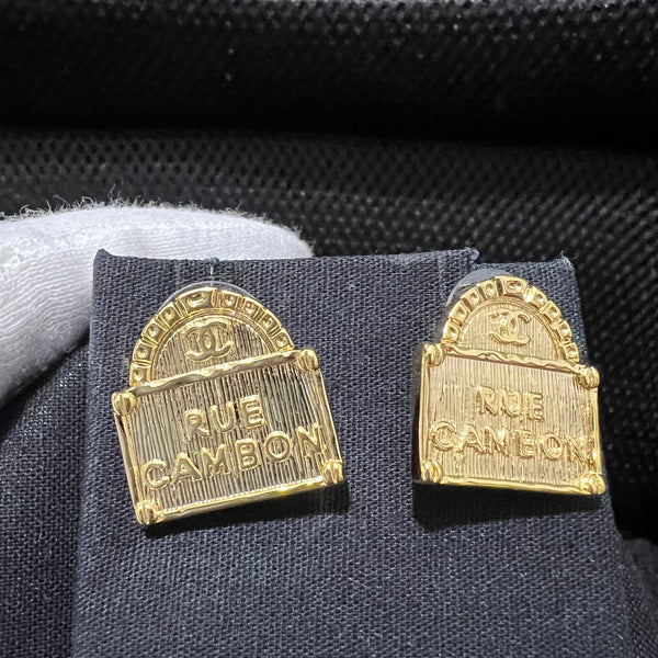 CHANEL RUE CAMBON EARRING STUDS gold ED20048