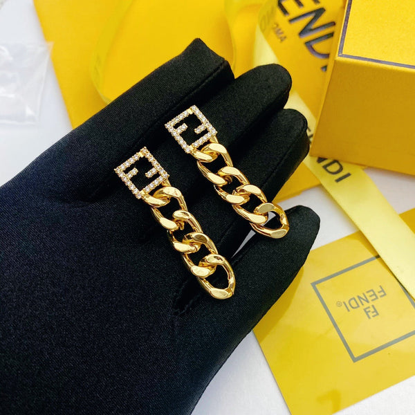 FENDI GOLD DANGLE EARRINGS ED20250