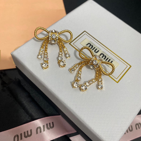 MIU MIU Large Size Bowknot EARRINGS gold tone ed20228