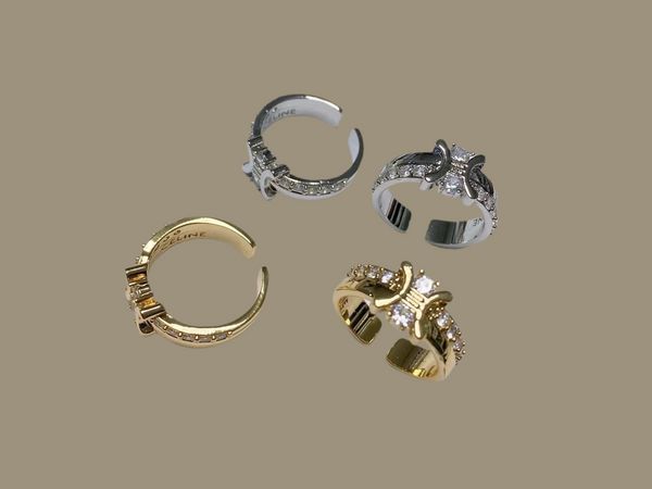 cno. CELINE 18k Gold Ring Size 8 open ends adjustable size gold tone ED20114