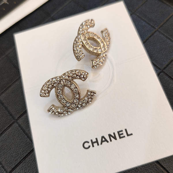 CHANEL cc logo EARRING STUDS large gold tone ed20272