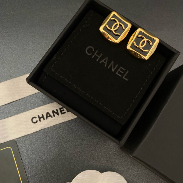 Chanel Gold Strass Square Earring Studs ED20029
