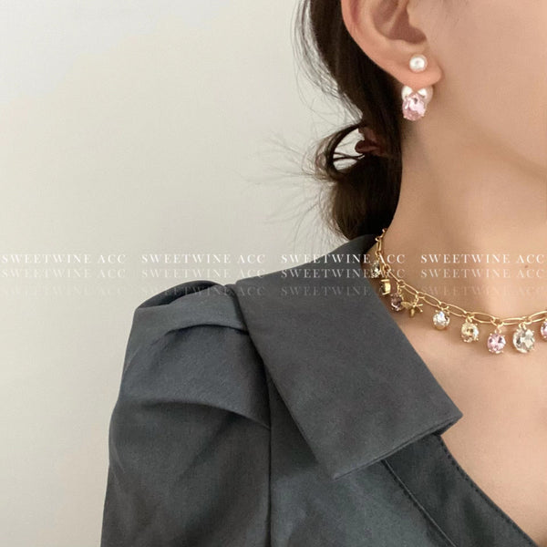 Christian Dior earrings 3219 light peach pink rock ED20246