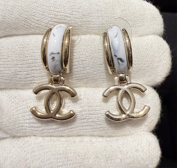 CHANEL Earrings black silver tone ES10024.1