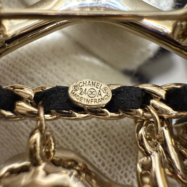 CHANEL Crystal CC Charms Hanger Brooch Gold ed20173