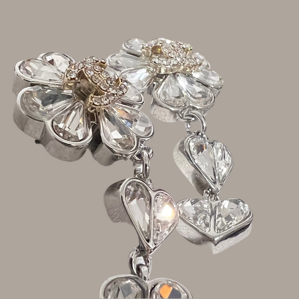 CHANEL Camellia Earrings Silver tone EC30020
