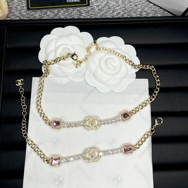 CHANEL CRYSTAL PINK PENDANT Bracelet BT50014