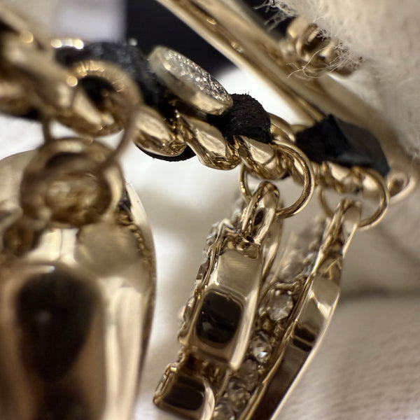 CHANEL Crystal CC Charms Hanger Brooch Gold ed20173
