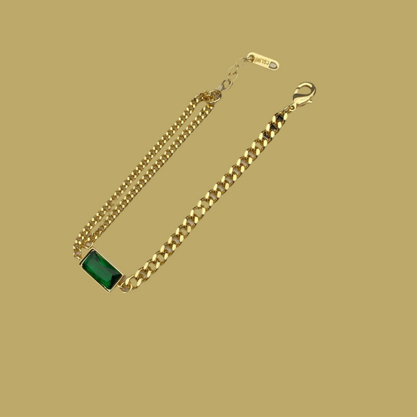 cpo. Celine Green Stone 18K Gold Bracelet BT50045
