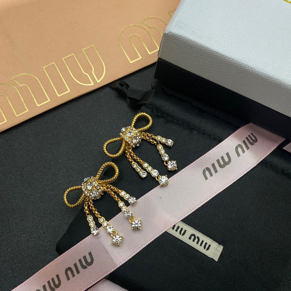 MIU MIU Large Size Bowknot EARRINGS gold tone ed20228