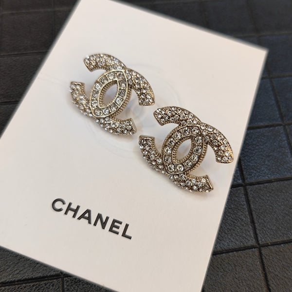 CHANEL cc logo EARRING STUDS large gold tone ed20272