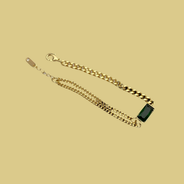 cpo. Celine Green Stone 18K Gold Bracelet BT50045