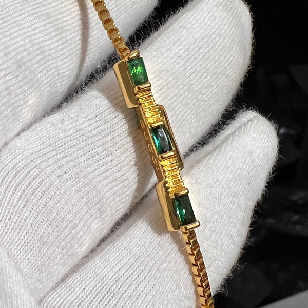 Gucci Emerald Green stone Gold tone 18K gold Bracelet BT50012