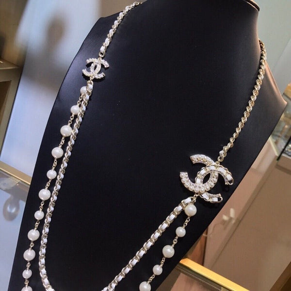 Chanel Long Pearl Leather necklace NL10064
