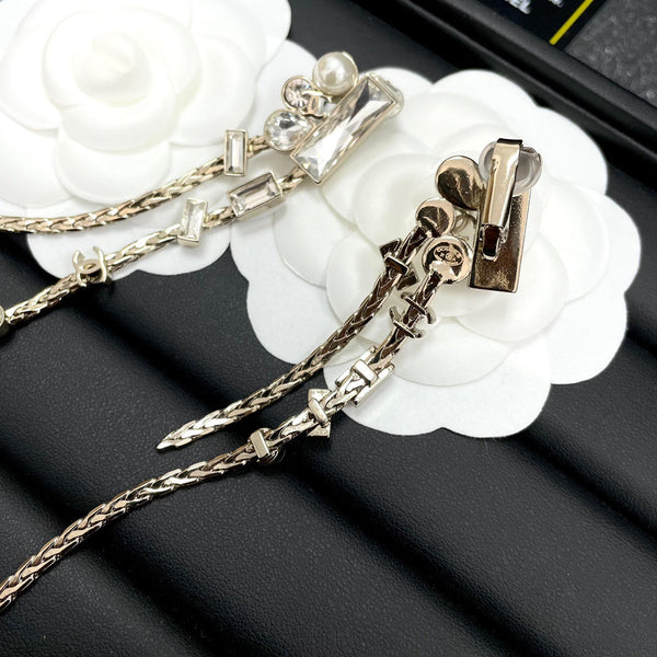 Chanel Heavy Large Clip on Crystal Dangle Earrings ED20037