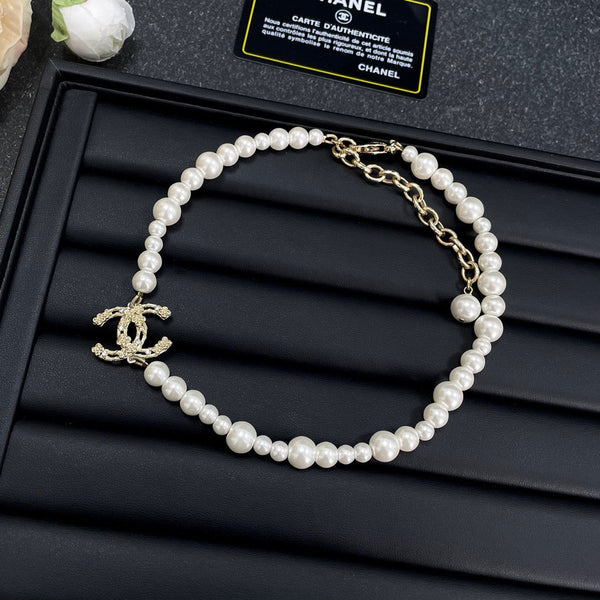 CHANEL CC Crystal Camellia Pearl Camellia Flower NECKLACE NL10089