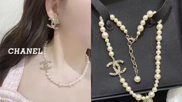 CHANEL CC Crystal Camellia Pearl Camellia Flower NECKLACE NL10089